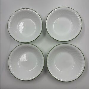 Corelle Impressions Chutney Bowl X 4 Green Rim Swirl